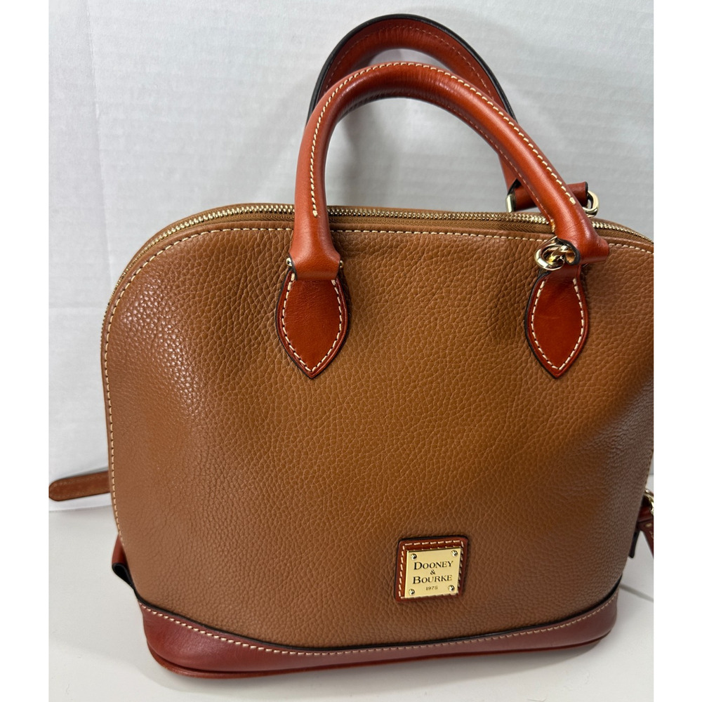 Dooney & Bourke Pebble Grain Zip Zip Satchel Tan Brown Purse Leather Handbag - Picture 4 of 16